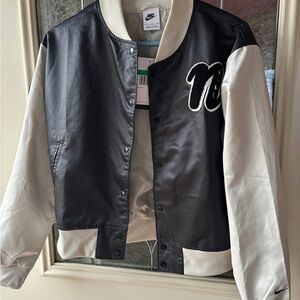 Nike Kids Varsity Jacket in Black and Cream